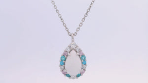 GEORGINI WISTERIA CREATED OPAL FLORIBUNDA PENDANT SILVER