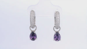 GEORGINI WISTERIA DUO PEAR EARRINGS AMETHYST CZ SILVER