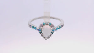 GEORGINI WISTERIA CREATED OPAL FLORIBUNDA RING SILVER