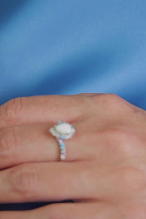 GEORGINI WISTERIA CREATED OPAL FLORIBUNDA RING SILVER