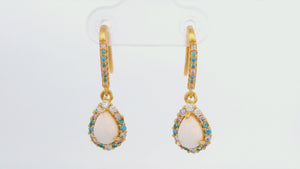 GEORGINI WISTERIA CREATED OPAL FLORIBUNDA SHEPHERD HOOK EARRINGS GOLD