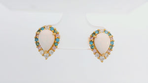 GEORGINI WISTERIA CREATED OPAL FLORIBUNDA STUD EARRINGS GOLD