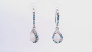 GEORGINI WISTERIA CREATED OPAL FLORIBUNDA SHEPHERD HOOK EARRINGS SILVER