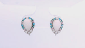 GEORGINI WISTERIA CREATED OPAL FLORIBUNDA STUD EARRINGS SILVER