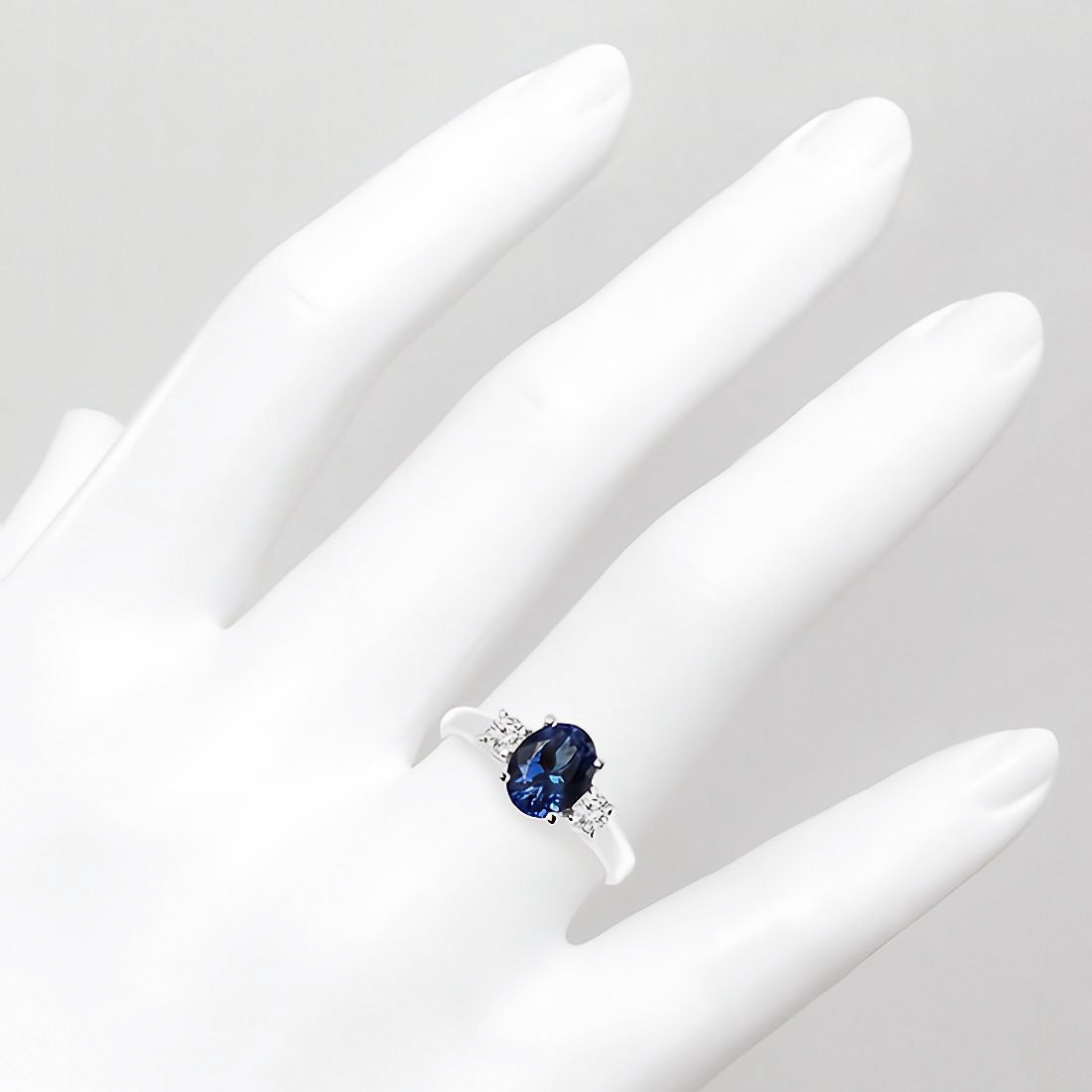 14Ct 2.00 CTW Lab Created Oval Blue Sapphire Diamond Ladies Ring