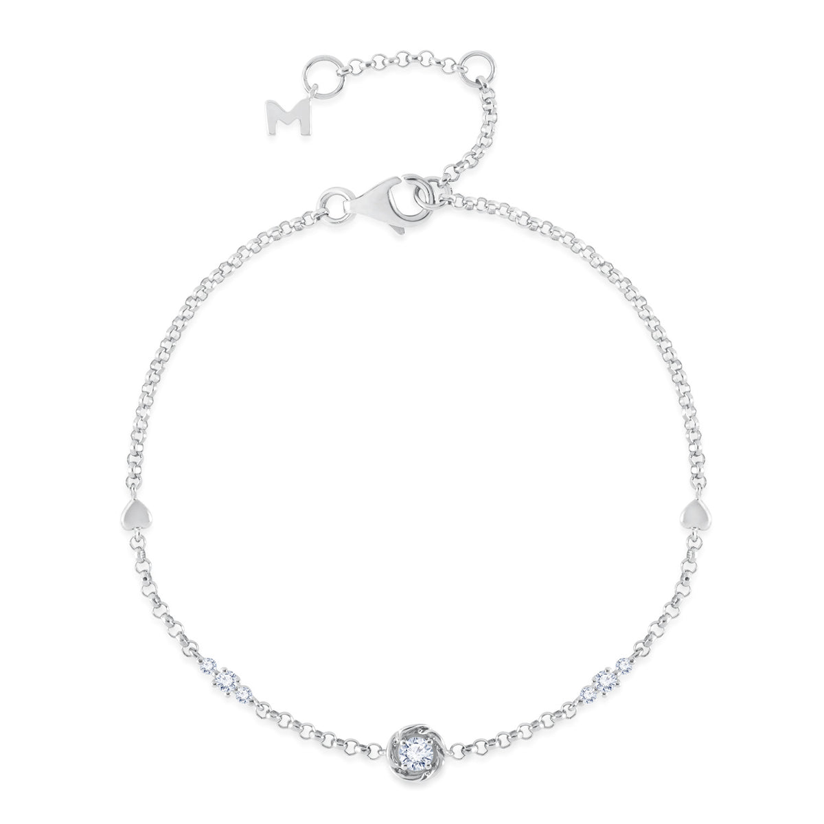 18K White Gold Solitaire Diamond Bracelet
