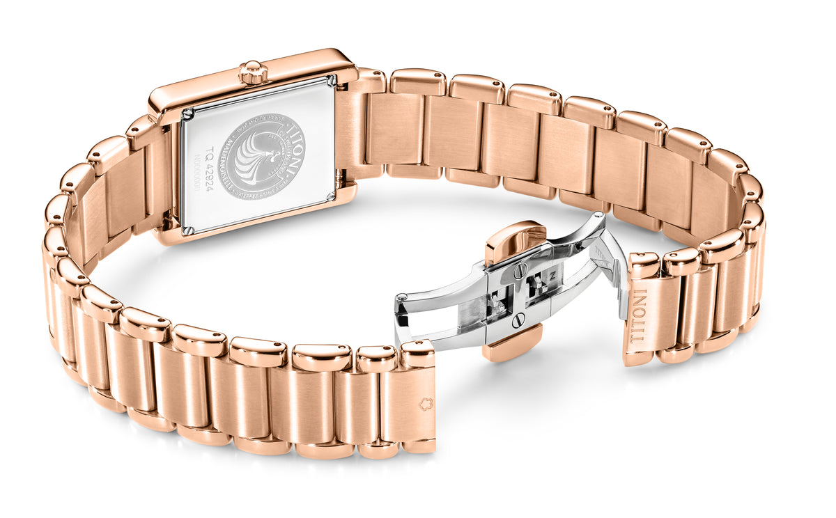 TITONI Mademoiselle Ladies Tournneau Quartz Watch TQ42924 RG-730
