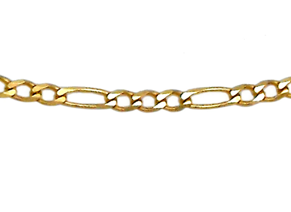 9CT Yellow Gold Italian 1x3 Figaro Braclet 5.2mm wide