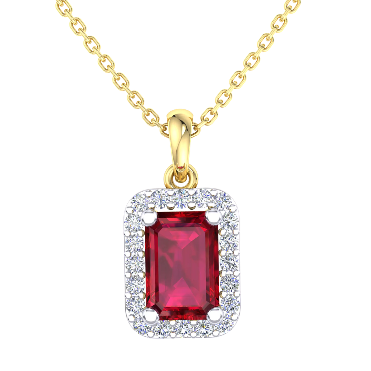 9KW/Y Diamond &amp; Natural Ruby Pendant. 9mm x 7mm
