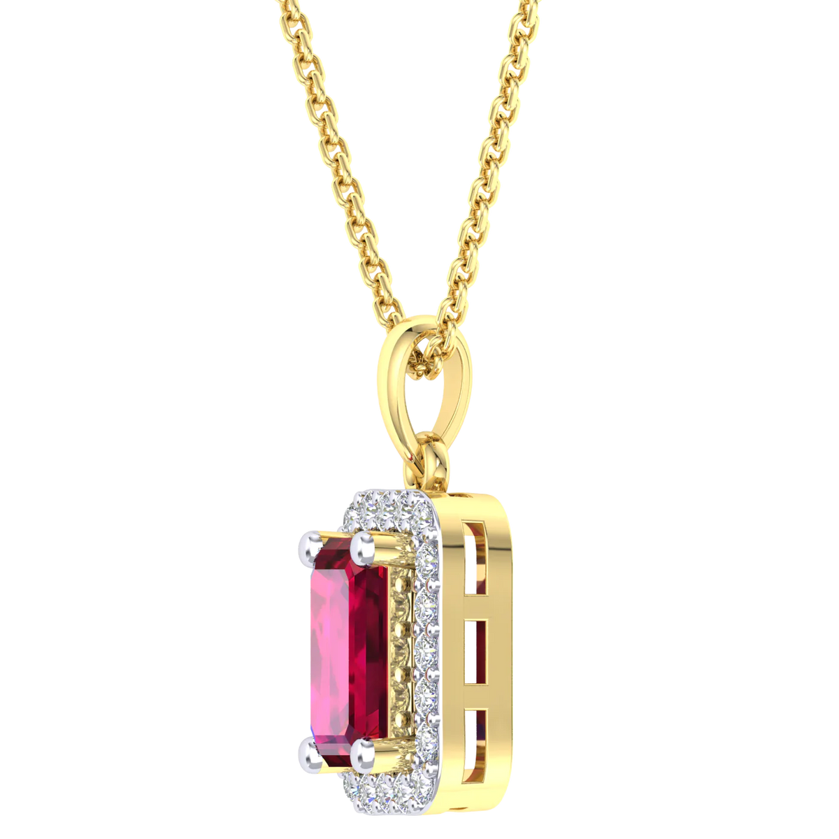 9KW/Y Diamond &amp; Natural Ruby Pendant. 9mm x 7mm