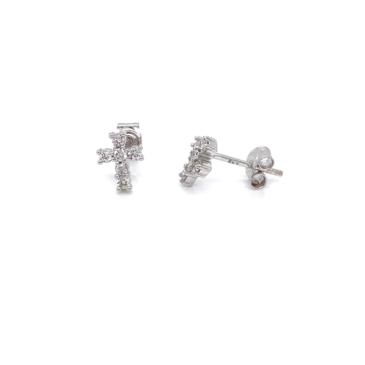 9KW Gold Diamond Cross Studs
