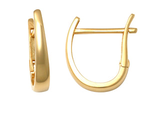 9K Yellow Gold U-Shape Huggie Earrings 2.8mm wide