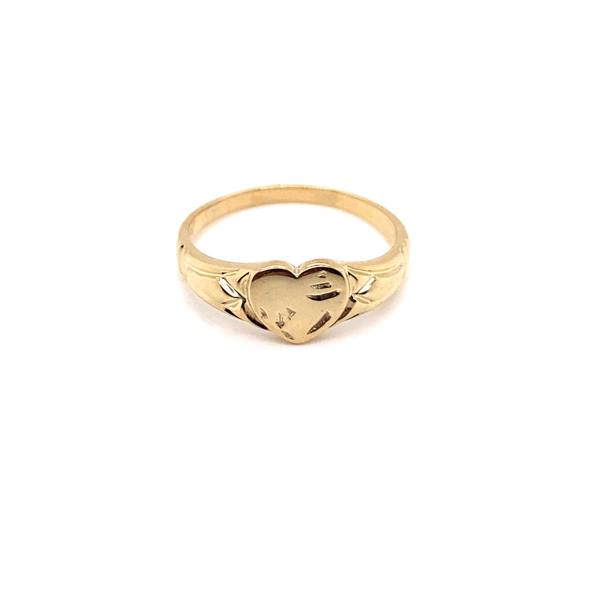 9K Yellow Gold Signet Heart Ring 9KDR129