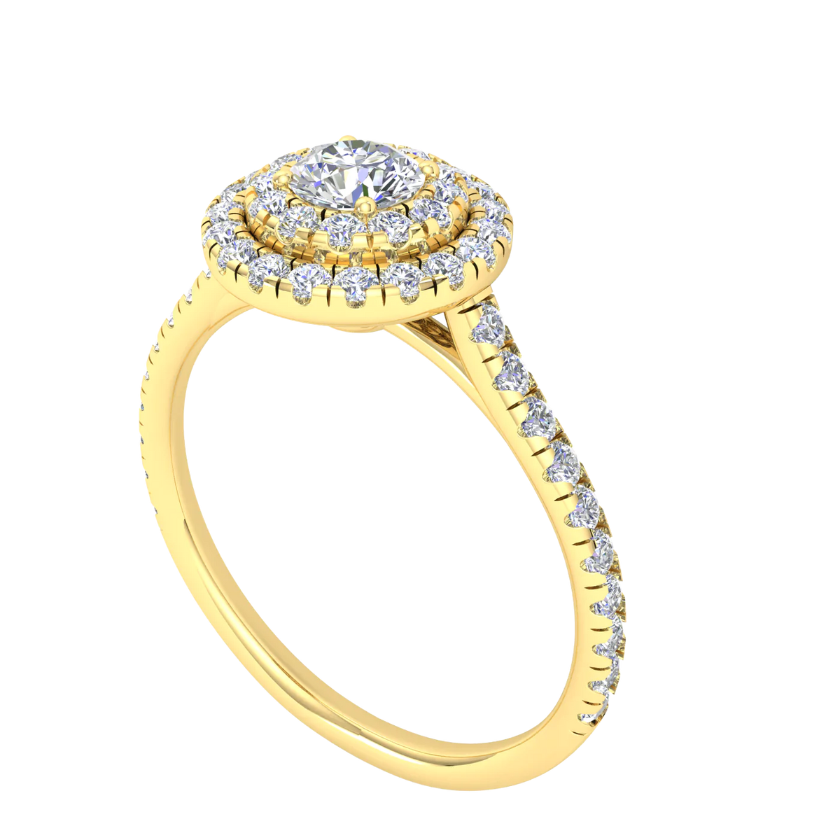 9K Yellow Gold Double Halo Ladies CZ Ring 9KAR309
