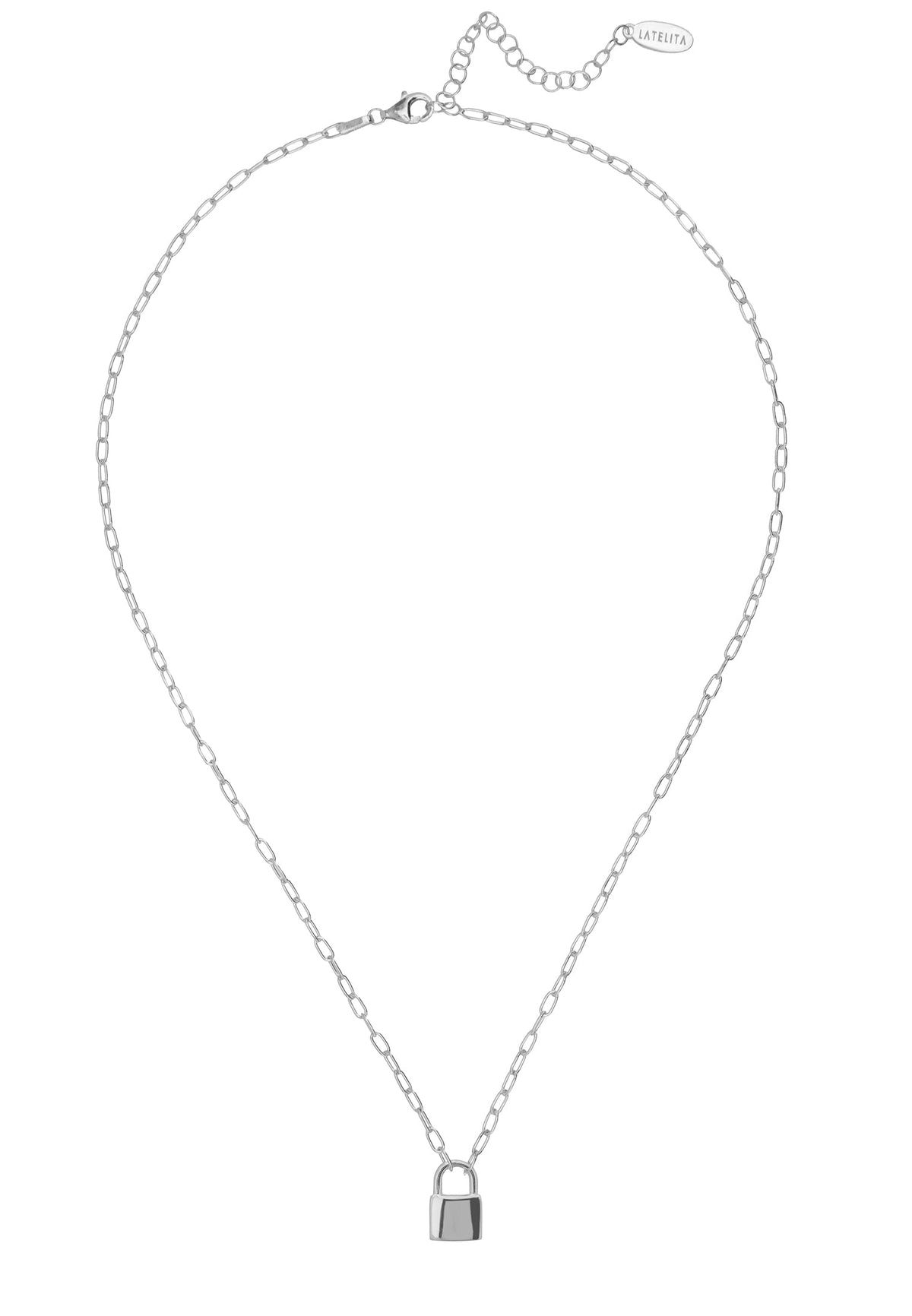 Padlock Pendant Necklace Silver