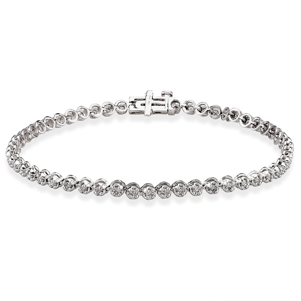 14K White Gold Diamond Tennis Bracelet TDW1.00cts