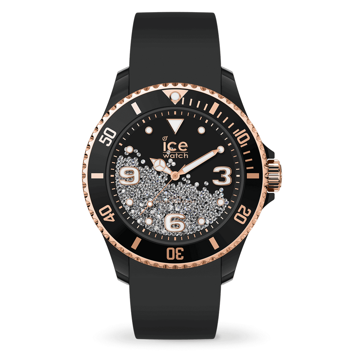 ICE crystal - Black rose-gold smooth medium 3H 017249