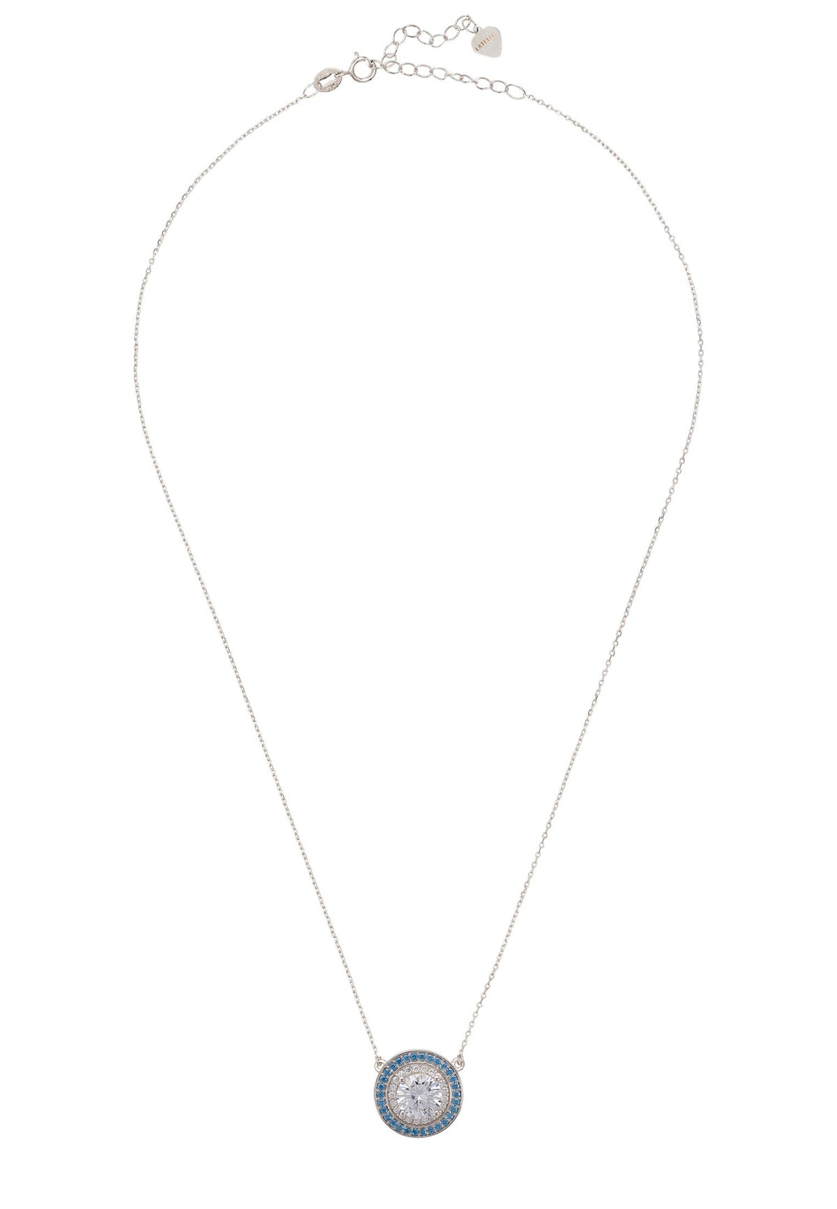 Balmoral Pendant Necklace Topaz Blue Cz Silver