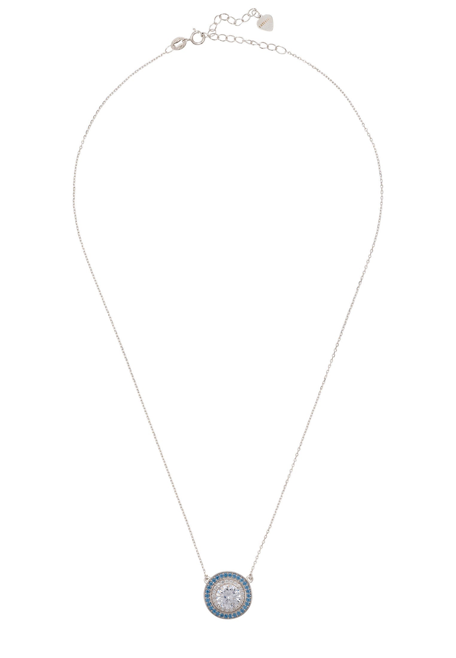 Balmoral Pendant Necklace Topaz Blue Cz Silver