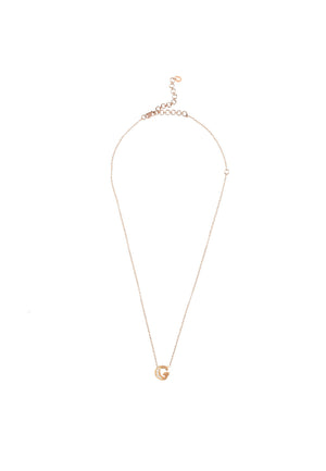 Diamond Initial Letter Pendant Necklace Rose Gold G