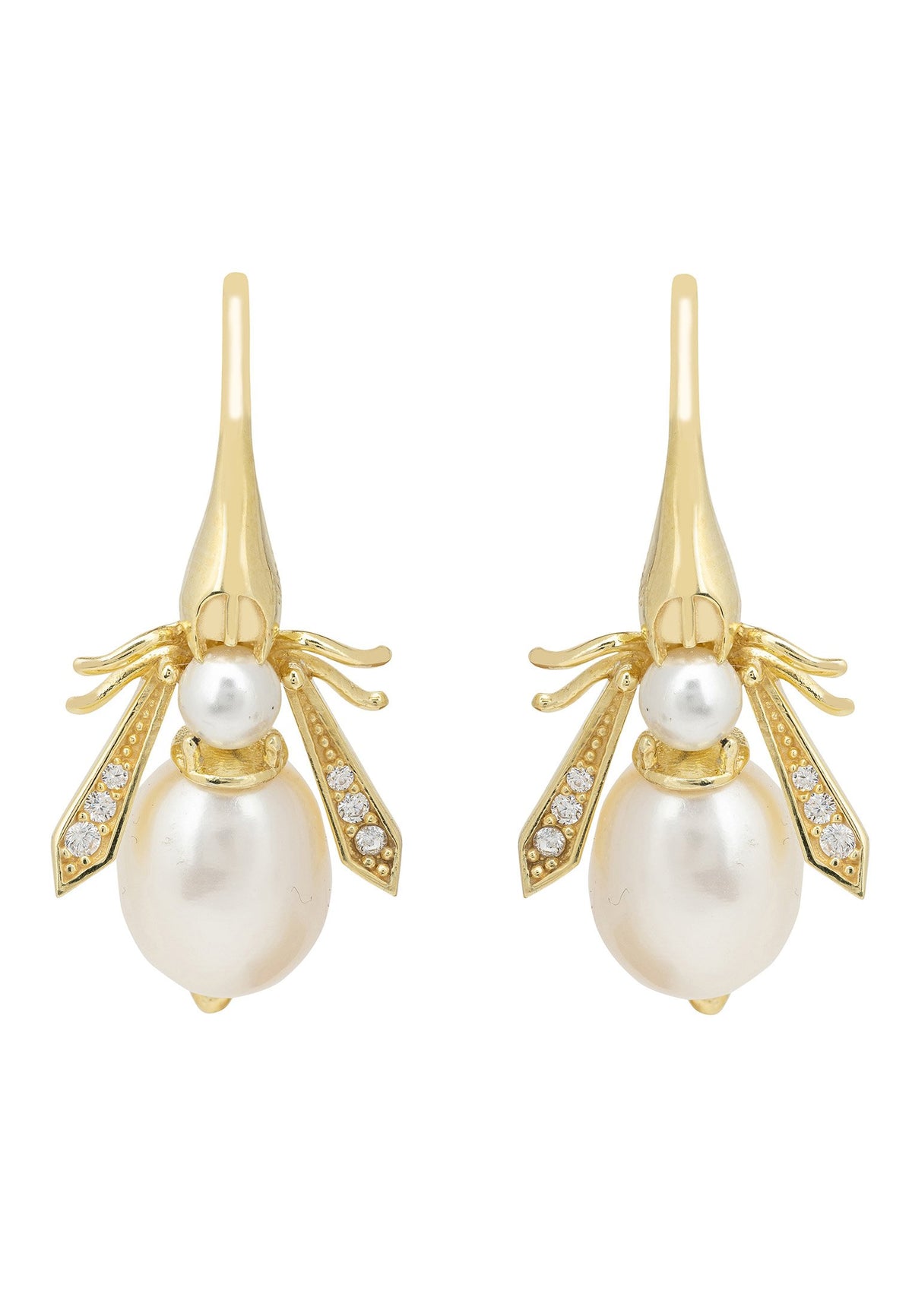 Pearl Honey Bee Earring Gold