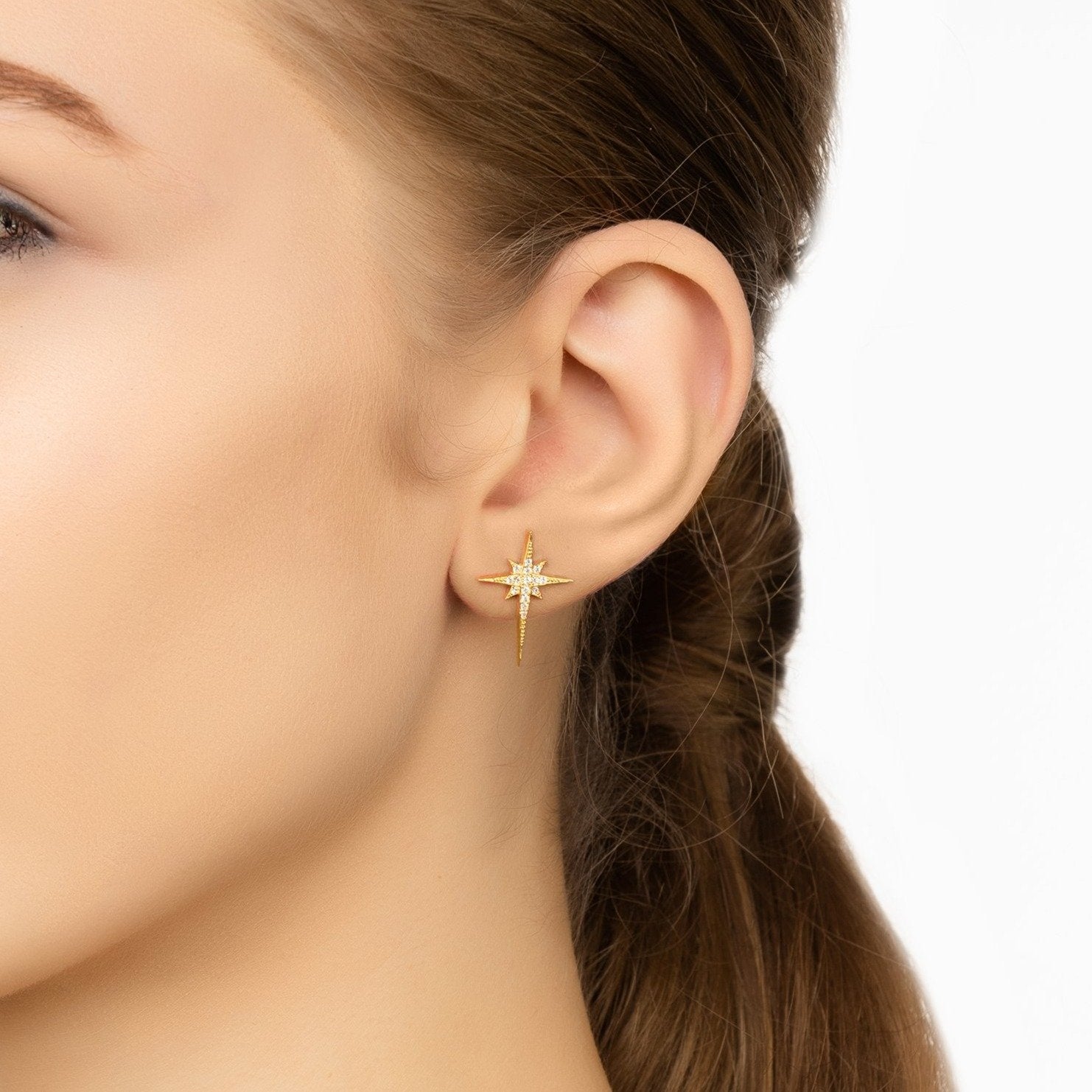 North Star Small Stud Earring Gold