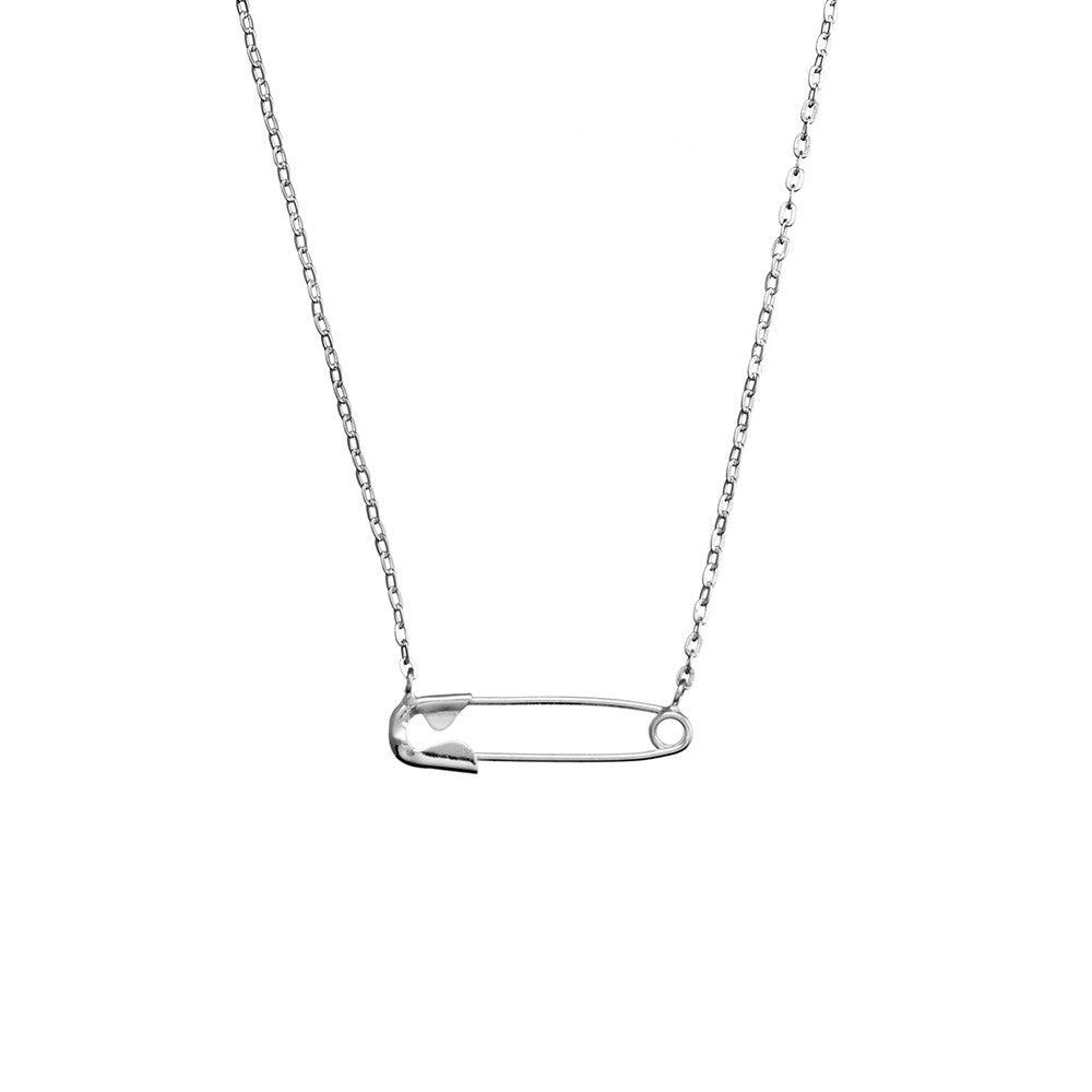 Sterling Silver necklace with safety pin pendant N363S