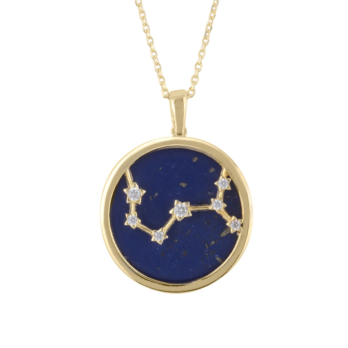 Zodiac Lapis Lazuli Gemstone Star Constellation Pendant Necklace Gold Scorpio