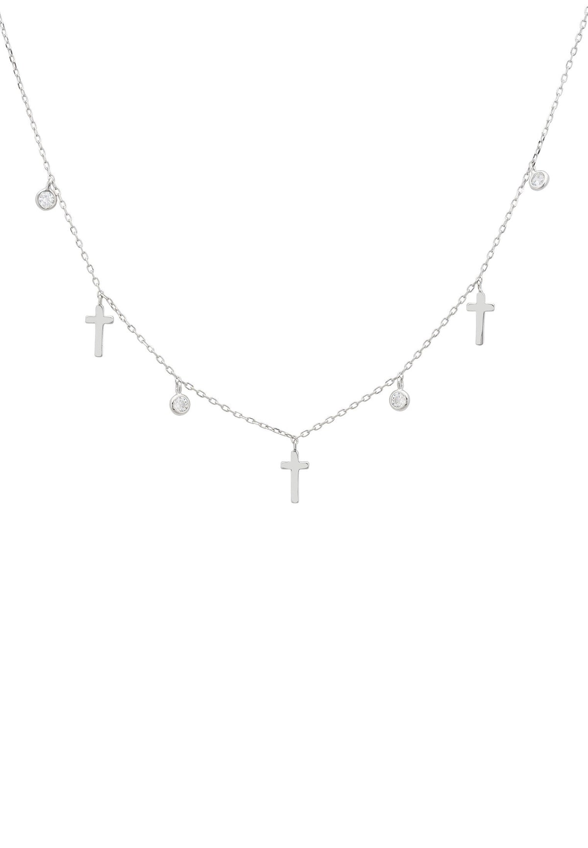Crosses &amp; Sparkles Choker Necklace Silver