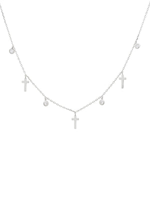 Crosses & Sparkles Choker Necklace Silver