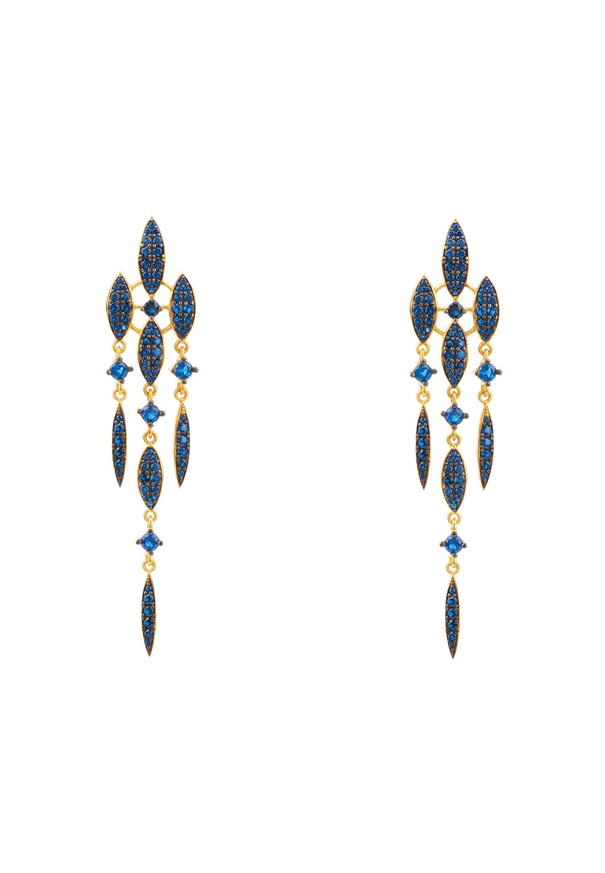 Valencia Statement Drop Earring Sapphire Blue CZ Gold