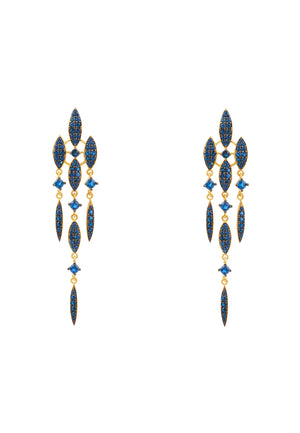 Valencia Statement Drop Earring Sapphire Blue CZ Gold