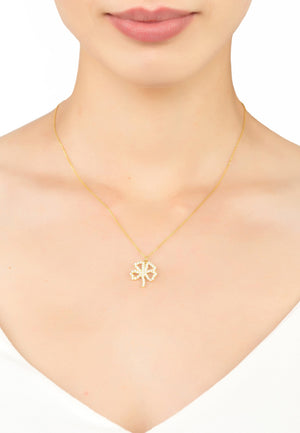 Shamrock Lucky Clover Necklace Rosegold