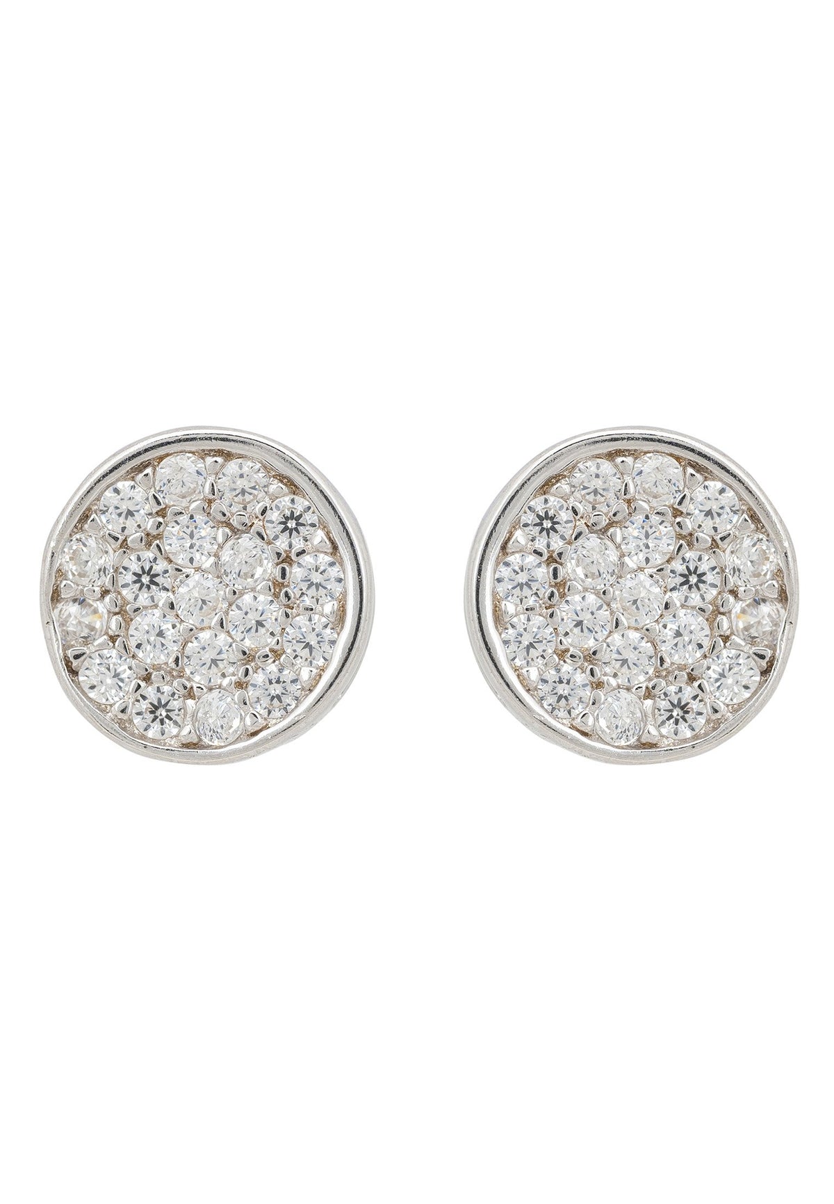 Sparkling Disc Mini Stud Earring Silver