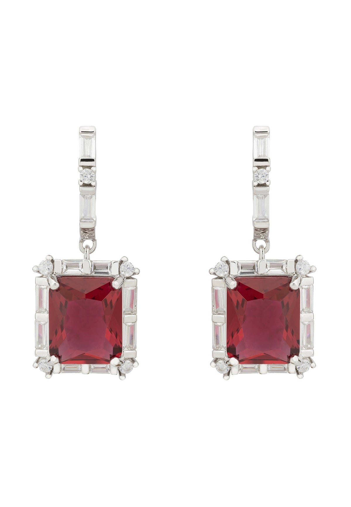 Tudor Silver Earring Ruby