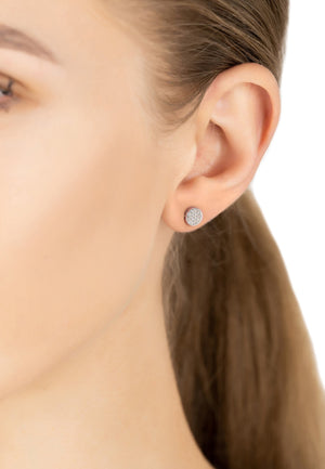 Sparkling Disc Mini Stud Earring Silver