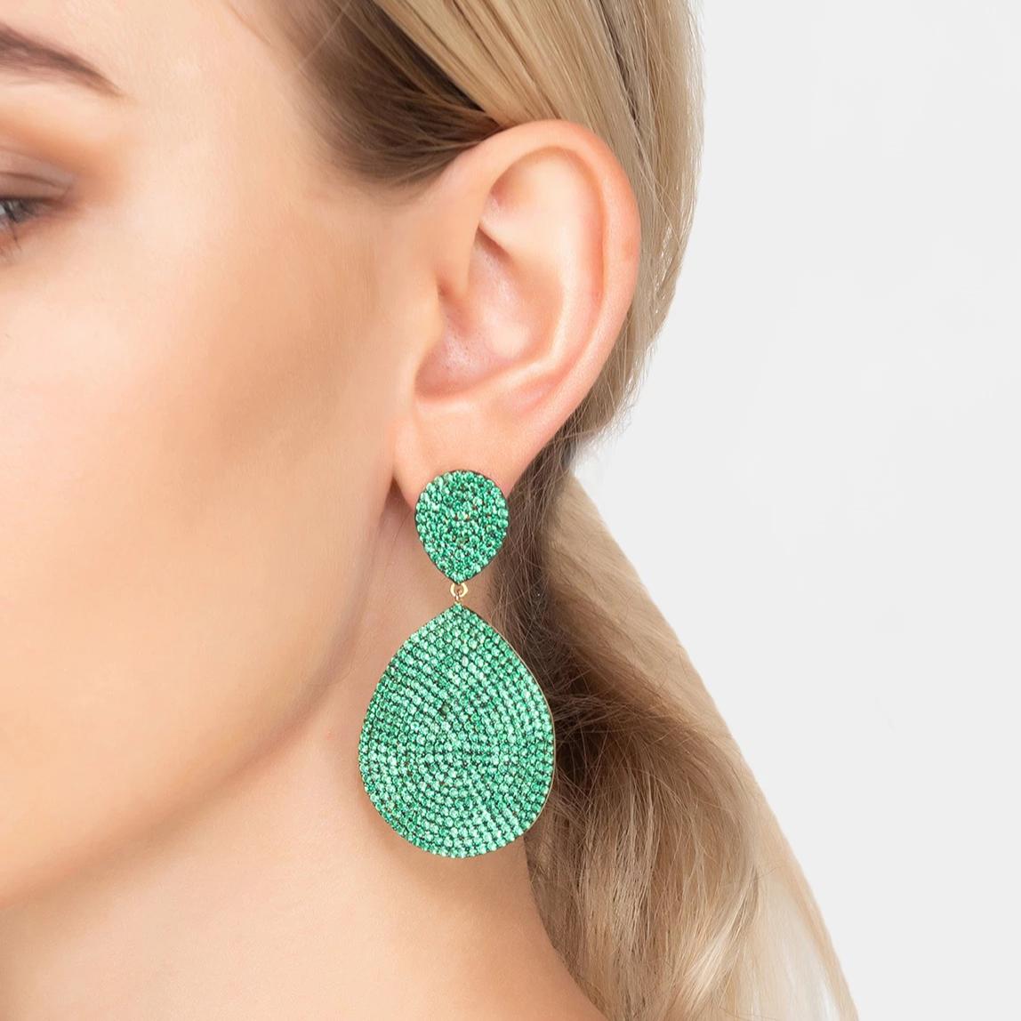 Monte Carlo Earring Gold Emerald Zircon