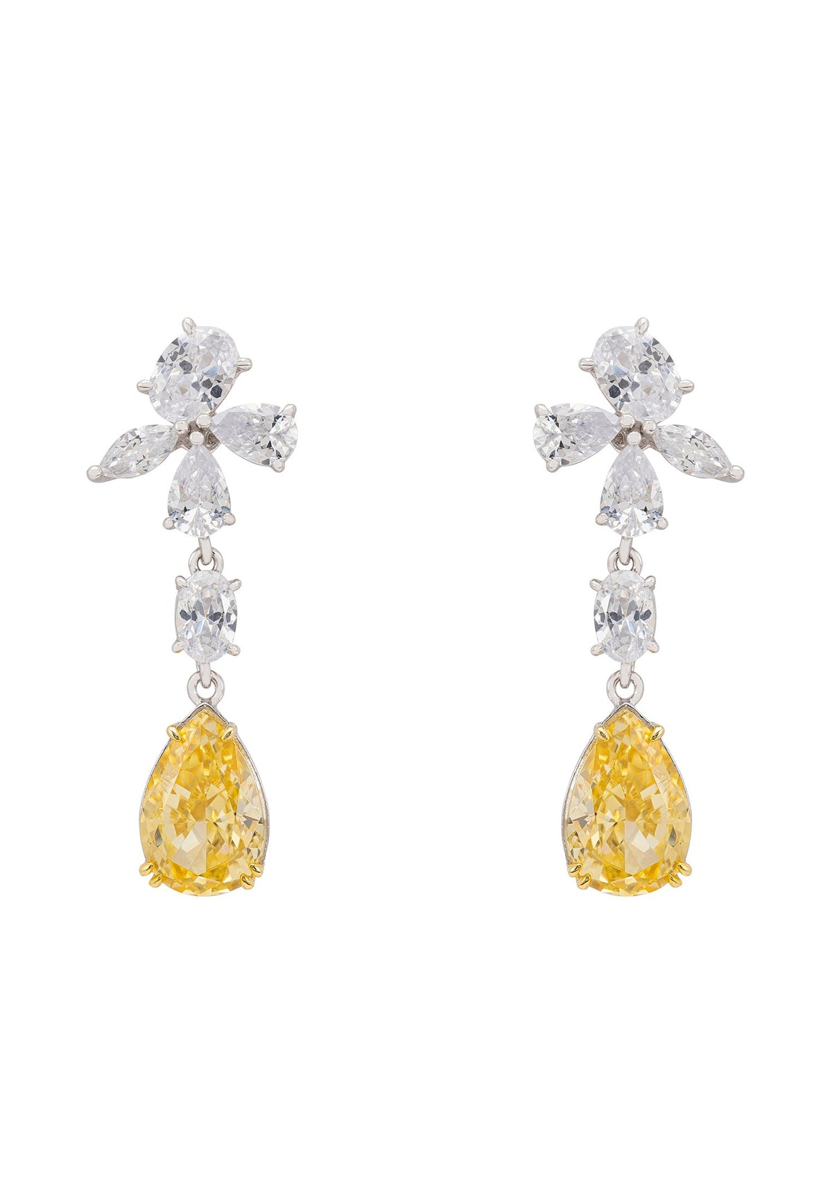 Isabella Drop Earrings Silver Citrine
