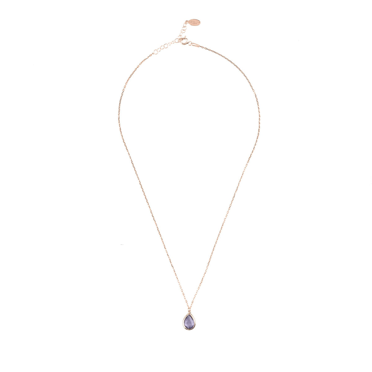 Pisa Mini Teardrop Necklace Rosegold Amethyst