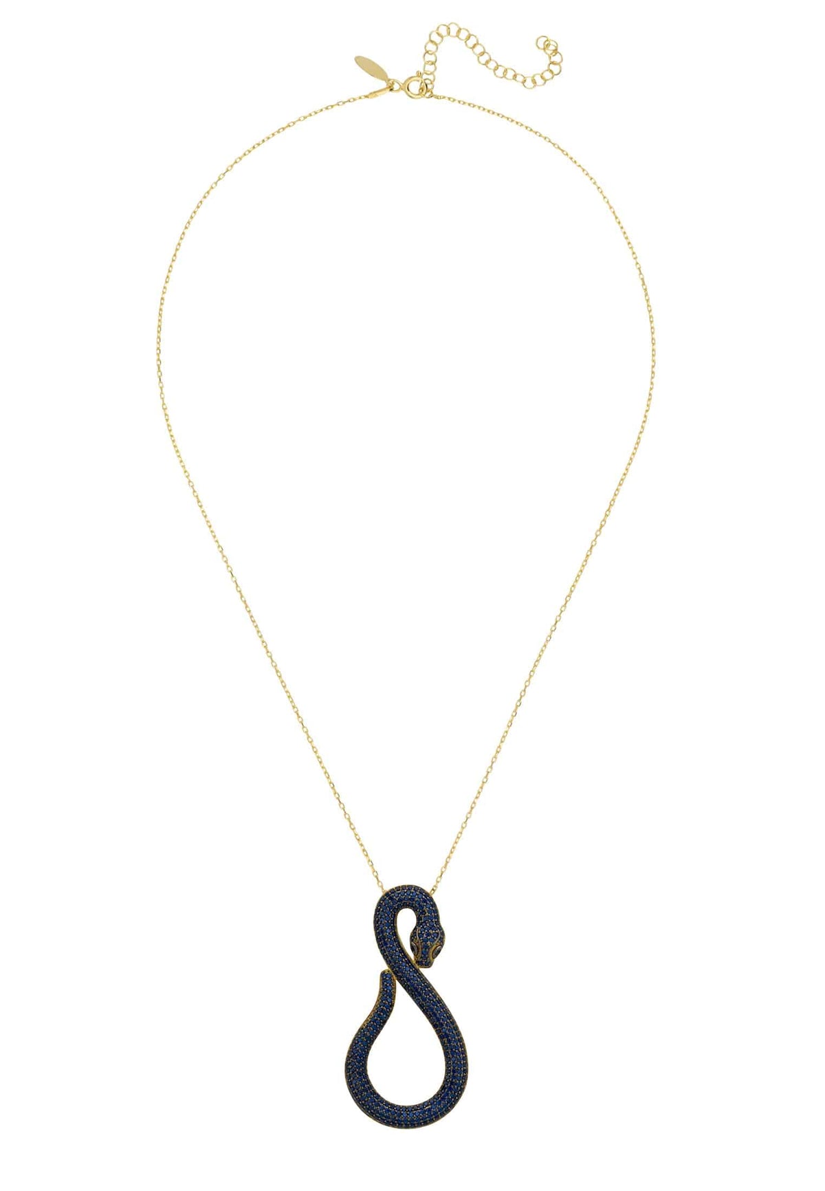 Asp Snake Pendant Necklace Gold Sapphire