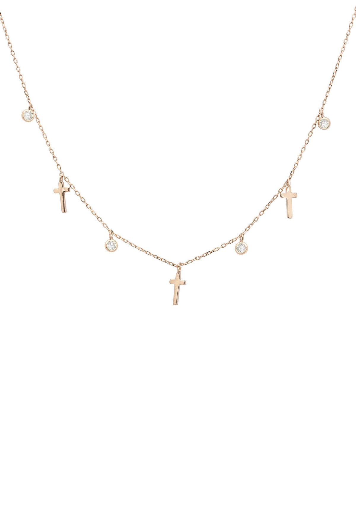 Crosses &amp; Sparkles Choker Necklace Rosegold