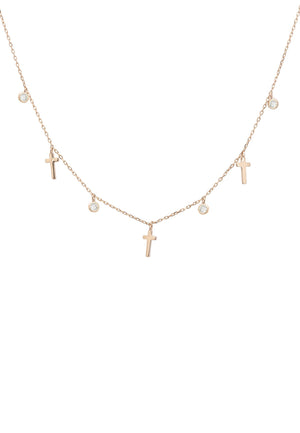 Crosses & Sparkles Choker Necklace Rosegold