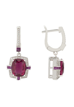 Clarence Silver Earring Ruby