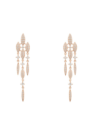 Valencia Statement Drop Earring White CZ Rose Gold