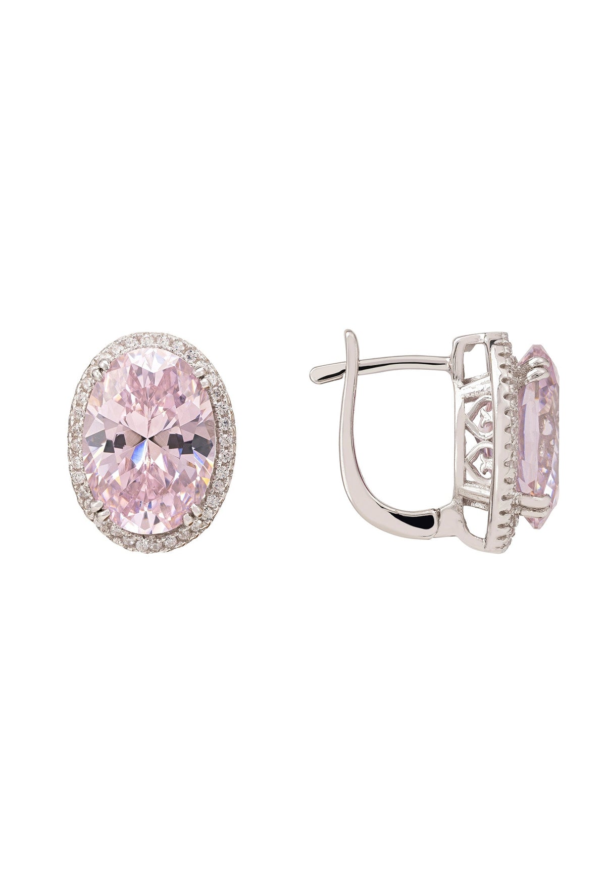 Katherine Gemstone Earrings Silver Morganite