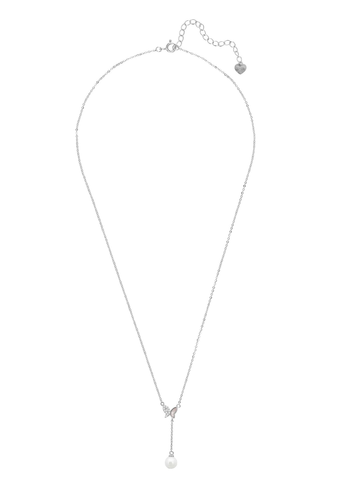 Butterfly Pearl Choker Necklace Silver