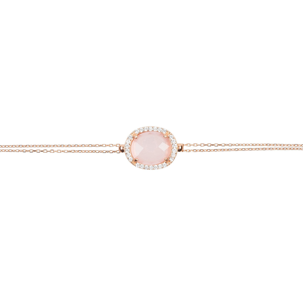 Beatrice Oval Gemstone Bracelet Rose Gold Rose Quartz