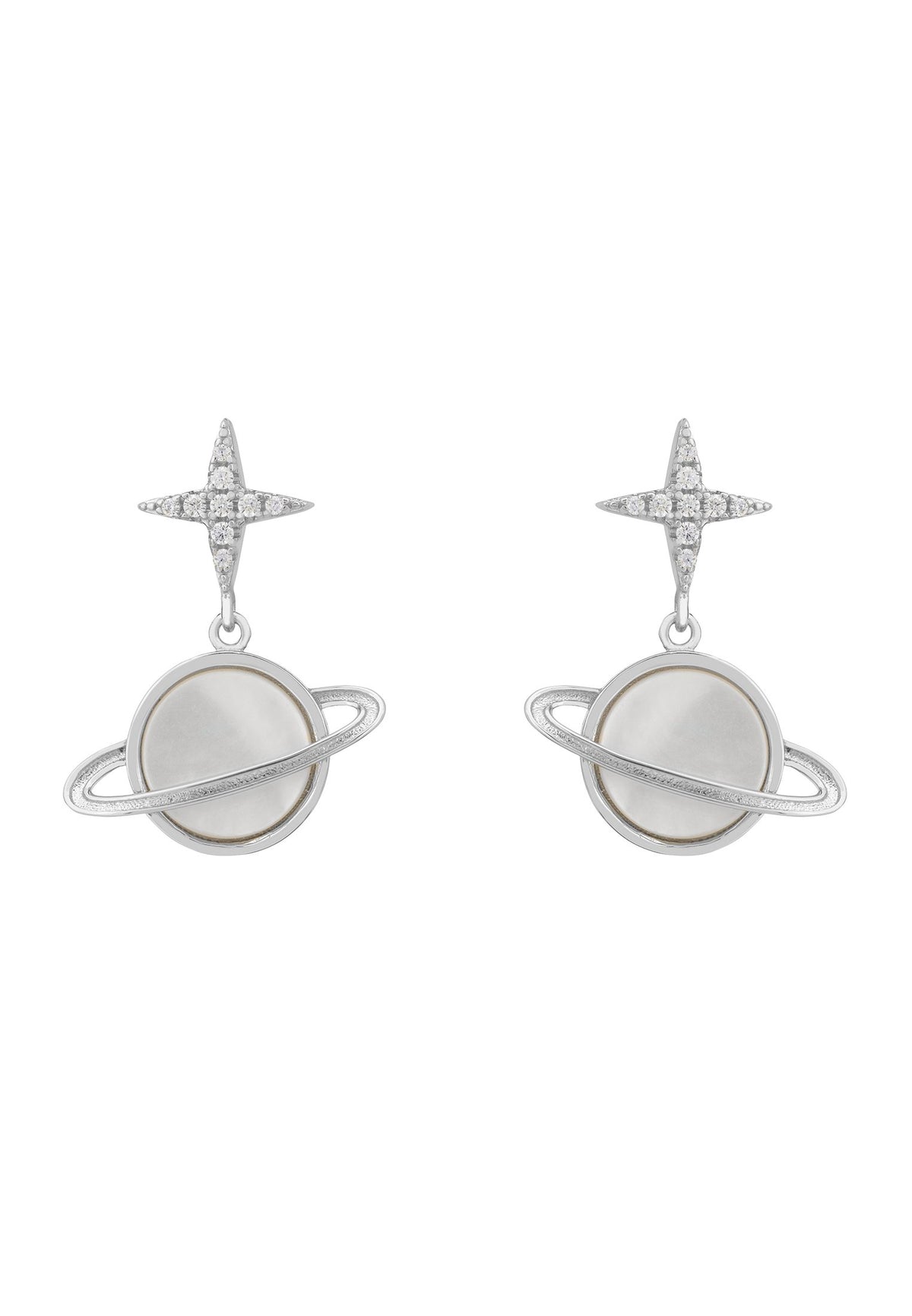 Galaxy Mother of Pearl Drop Earring Silver
