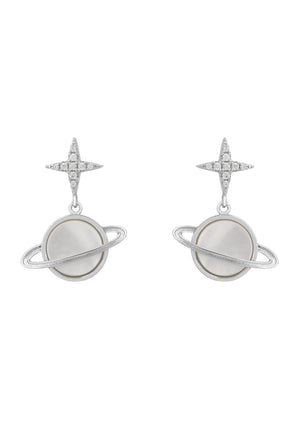 Galaxy Mother of Pearl Drop Earring Silver