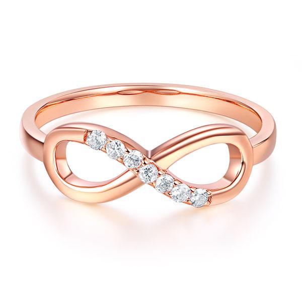 14K Rose Gold Wedding Band Women Diamond Ring MKR7112